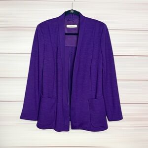 Marina Rinaldi Purple Cardigan Open Front V-neck Pockets size US 12-14